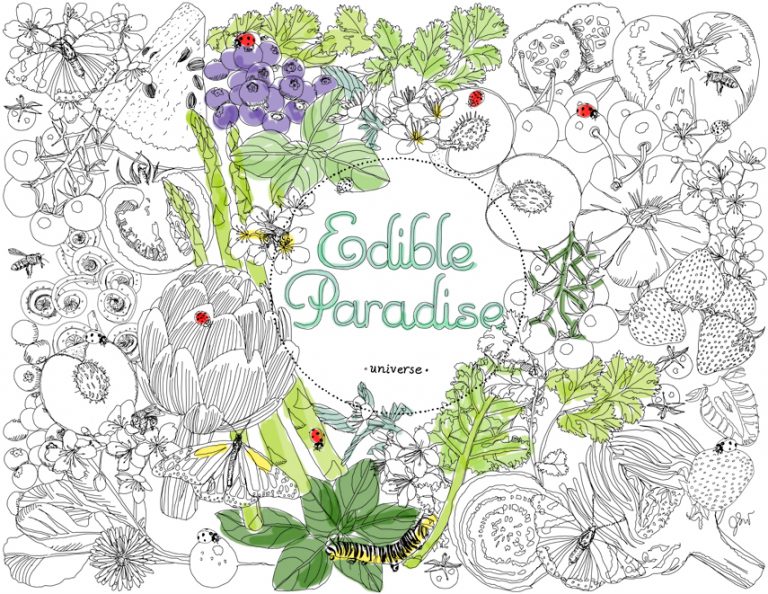 Edible Paradise A Coloring Book of Seasonal Fruits, Vegetables and